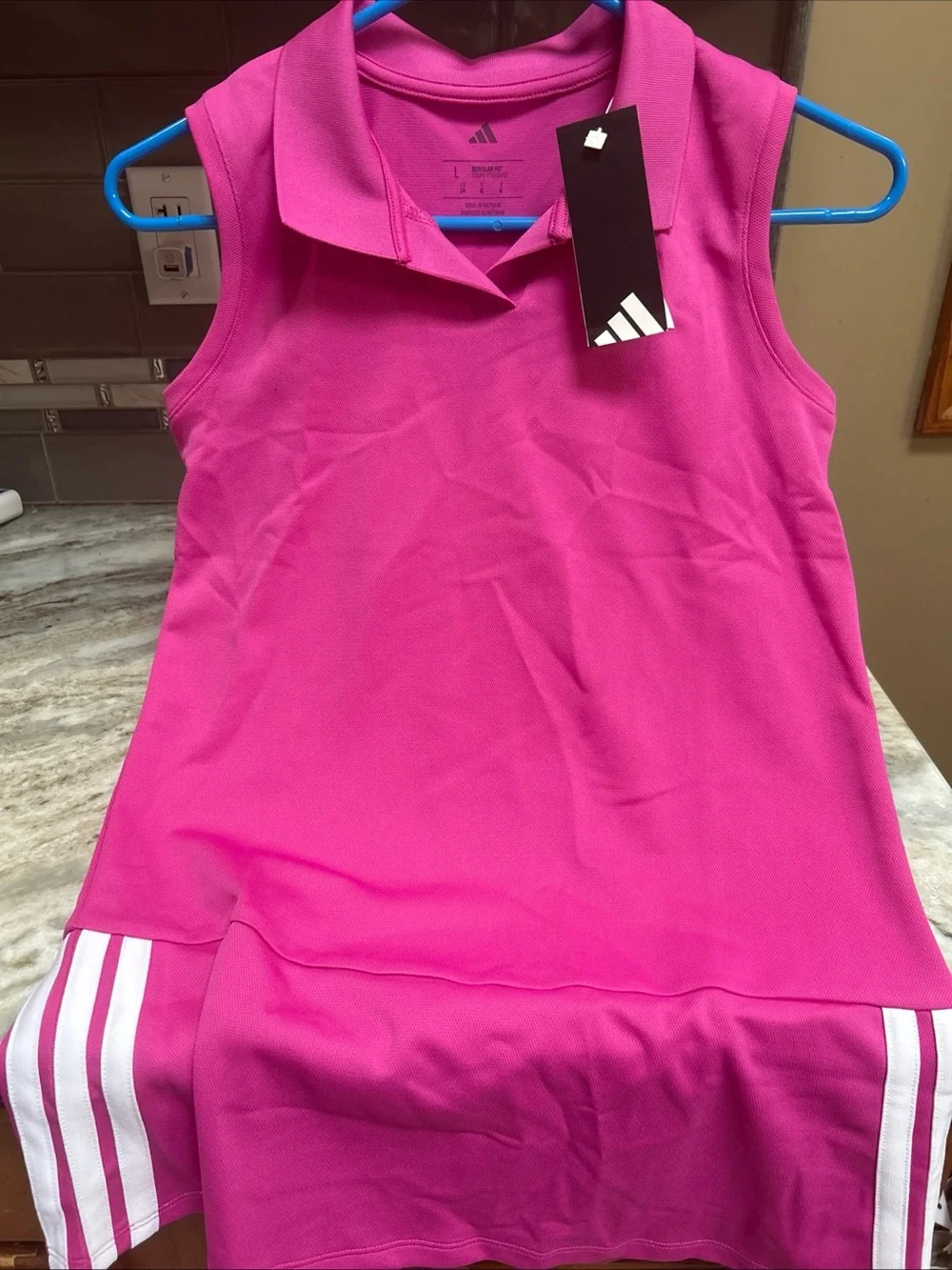 NWT Adidas Girls Tank Sleeveless Golf Tennis Dress Pink Sz L Back To School.